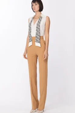 Elisabetta Franchi Tuta Lunga con Foulard e CatenaBURRO/CARAMELLO