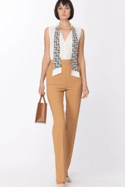 Elisabetta Franchi Tuta Lunga con Foulard e CatenaBURRO/CARAMELLO