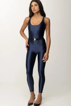 Elisabetta Franchi Tuta Lunga In Lycra Lucida con CinturaNAVY