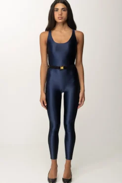 Elisabetta Franchi Tuta Lunga In Lycra Lucida con CinturaNAVY