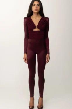 Elisabetta Franchi Tuta Lunga In Lycra con Busto PlissèROUGE NOIR