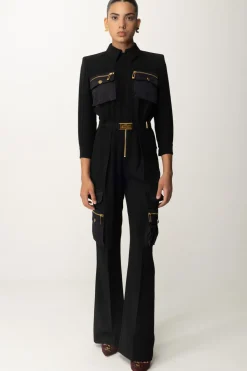 Elisabetta Franchi Tuta Lunga con Tasche e CinturaNERO