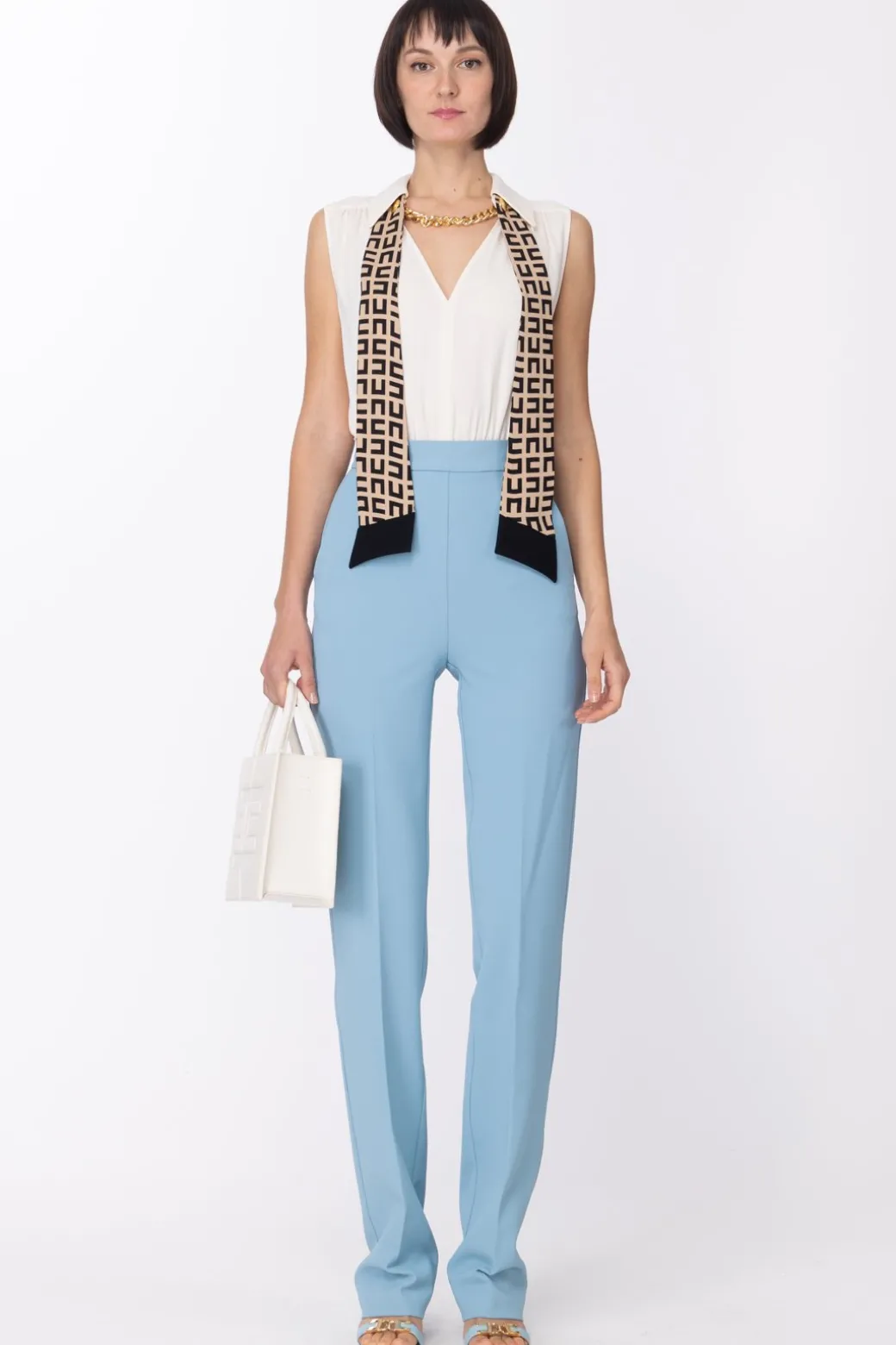 Elisabetta Franchi Tuta Lunga con Foulard e CatenaBURRO/CARTA DA ZUCCHERO