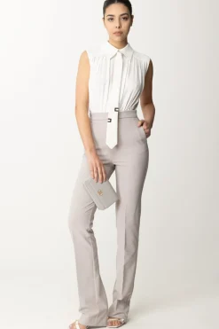 Elisabetta Franchi Tuta Lunga con CravattaAVORIO/PERLA