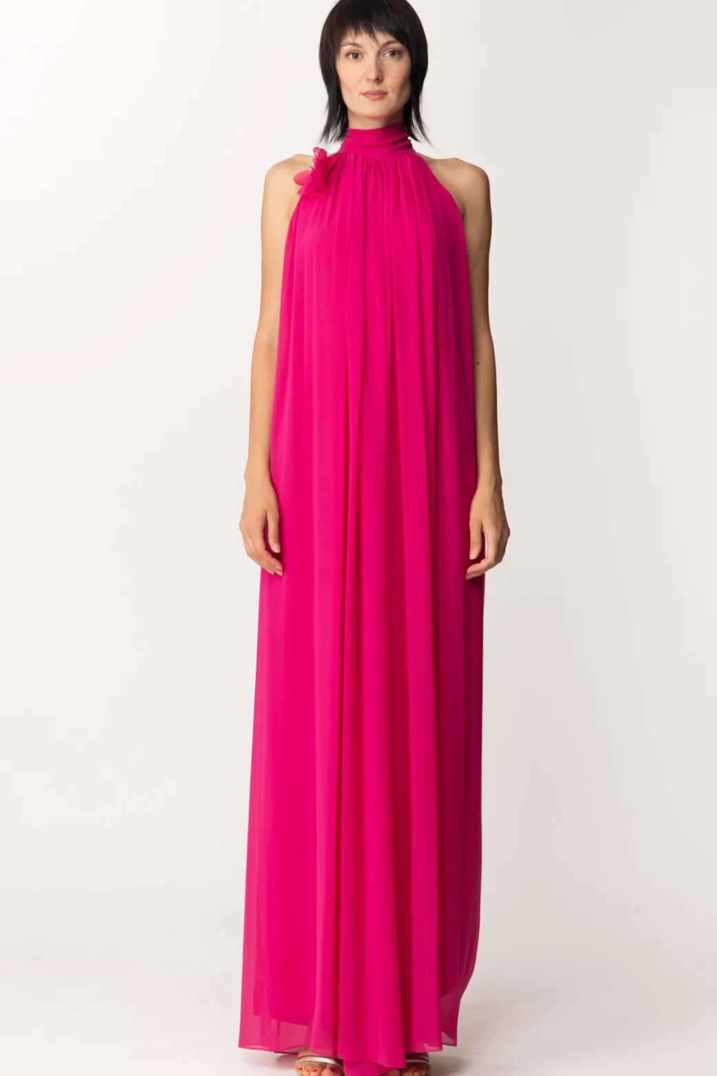 Fabiana Ferri Tuta Plissettata con Scollo All'americanaMAGENTA