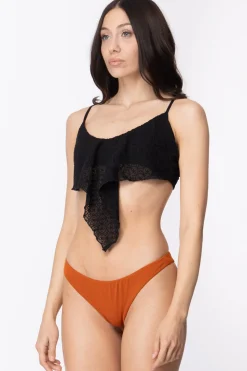 Fk Bikini Due Pezzi Sopra Fascia con Pizzo San Gallo Slip Sul FiancoNERO