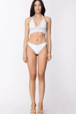 Fk Bikini Due Pezzi Top Uncinetto e Slip Altezza FiancoBIANCO