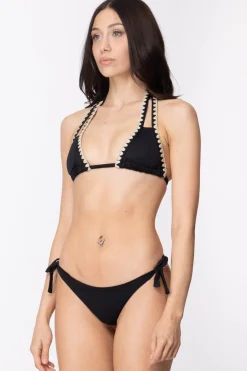Fk Bikini Triangolo con Cuciture a ContrastoNERO