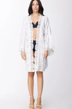 Fk Copricostume Kimono con RicamiBIANCO