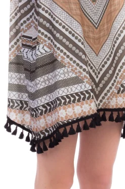 Fk Copricostume Mini Abito Ampio con Nappine Stampa EtnicaFANTASIA