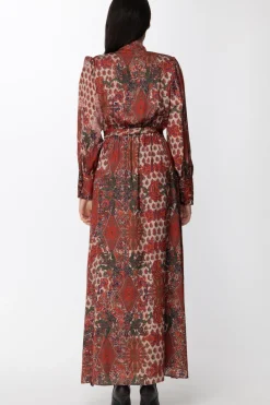 Gaëlle Paris Abito Asimmetrico con Fusciacca e StampaMULTICOLOR ARANCIONE