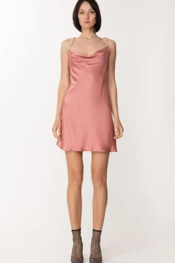 Gaëlle Paris Abito In Raso con Bretelle GioielloROSA ANTICO