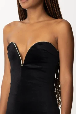 Gaëlle Paris Abito In Velluto con StrassNERO