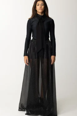 Gaëlle Paris Abito Lungo con Gonna con StrassNERO