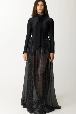 Gaëlle Paris Abito Lungo con Gonna con StrassNERO