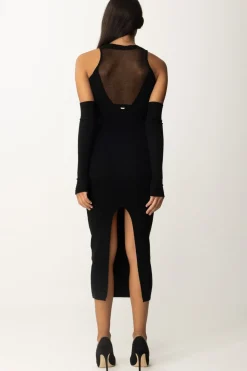 Gaëlle Paris Abito Midi con Inserti In TulleNERO