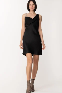 Gaëlle Paris Abito Monospalla In Raso con Bretella GioielloNERO