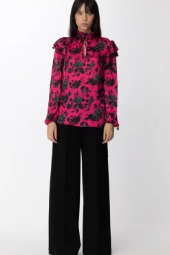 Gaëlle Paris Blusa con Colletto e Stampa FlorealeFUCSIA