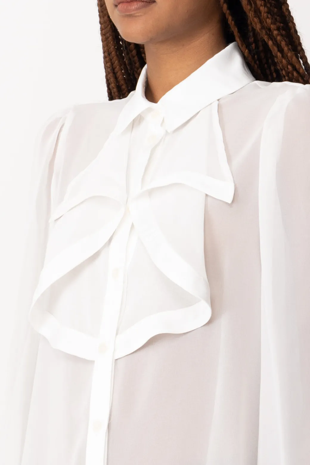 Gaëlle Paris Blusa In Raso con VolantOFFWHITE