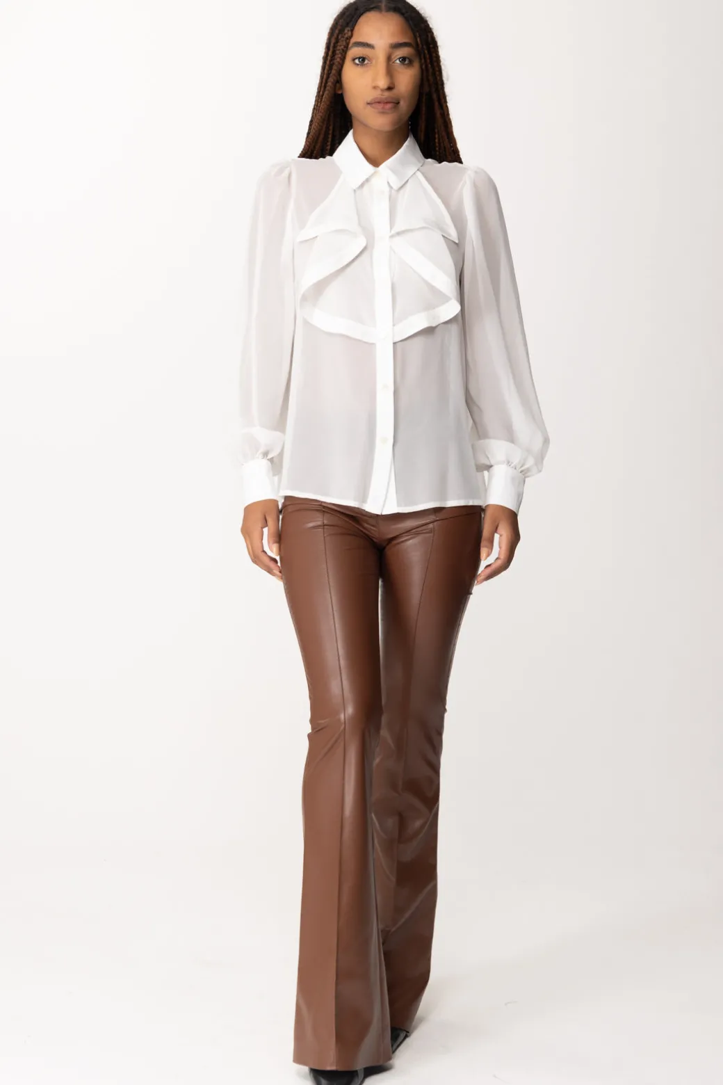 Gaëlle Paris Blusa In Raso con VolantOFFWHITE