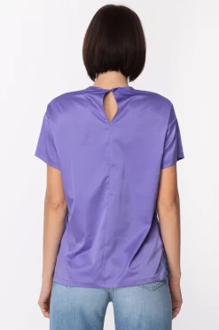 Gaëlle Paris Blusa In Raso con Logo RicamatoAMETISTA