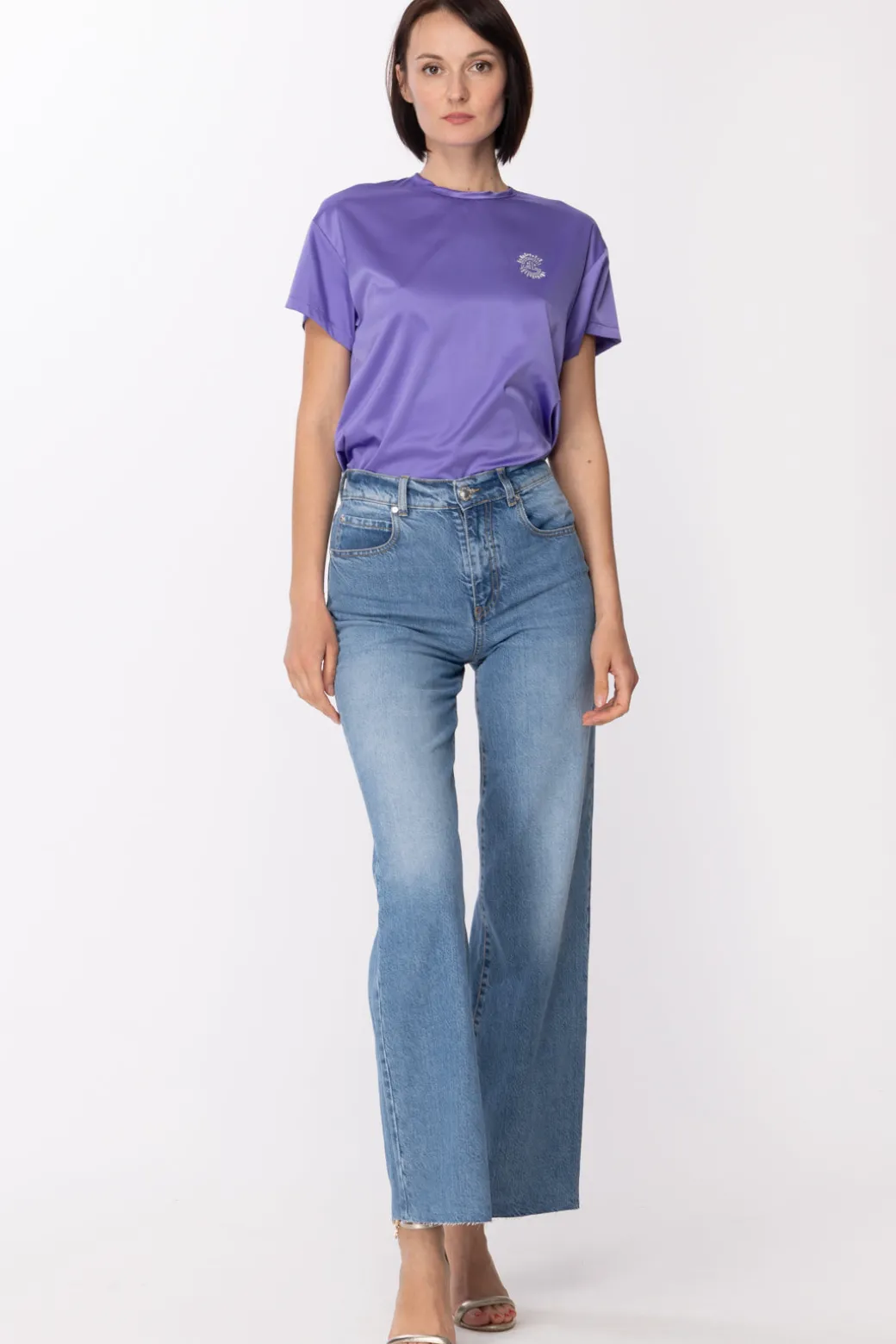 Gaëlle Paris Blusa In Raso con Logo RicamatoAMETISTA