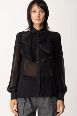 Gaëlle Paris Blusa In Raso con VolantNERO