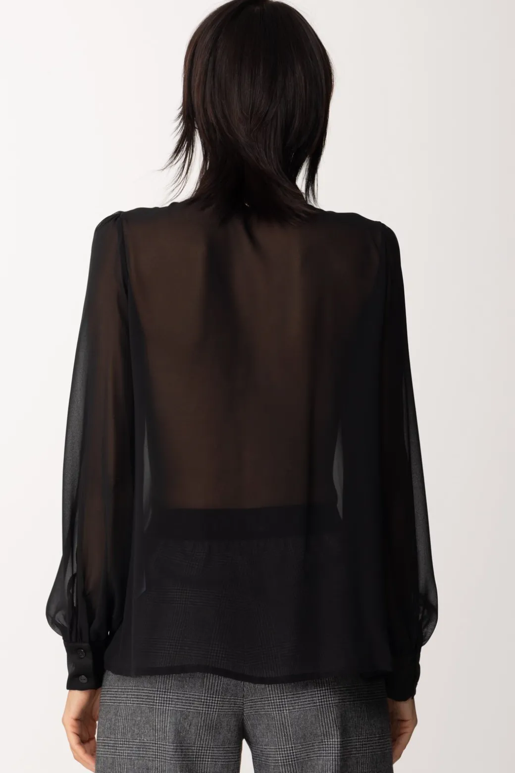 Gaëlle Paris Blusa In Raso con VolantNERO
