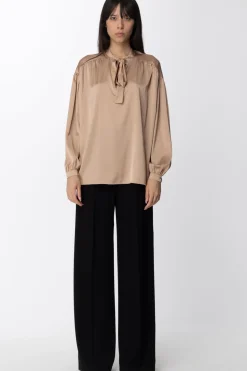 Gaëlle Paris Blusa In Raso con FioccoAVORIO