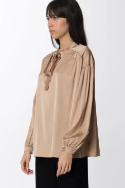 Gaëlle Paris Blusa In Raso con FioccoAVORIO