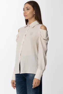 Gaëlle Paris Camicia con Cut-out e RicamoOFFWHITE