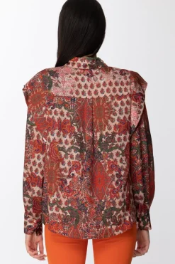 Gaëlle Paris Camicia con RouchesMULTICOLOR ARANCIONE