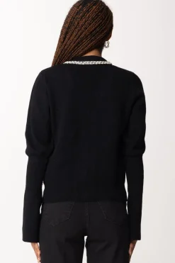 Gaëlle Paris Cardigan Corto con Strass e PerlineNERO