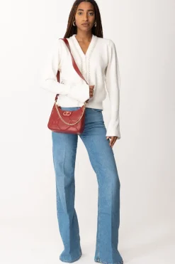 Gaëlle Paris Cardigan Corto con Strass e PerlineOFFWHITE