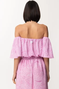 Gaëlle Paris Crop Top con Maniche a VolantROSA BON BON