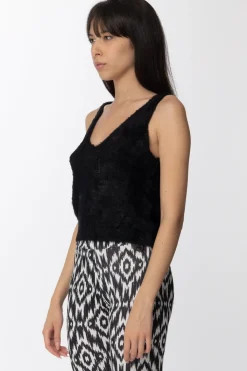 Gaëlle Paris Crop Top Fluffy con Scollo a VNERO