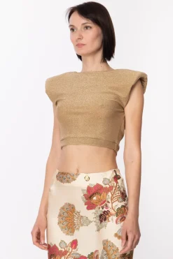 Gaëlle Paris Crop Top In Jersey LurexORO