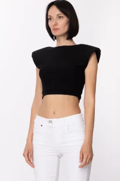 Gaëlle Paris Crop Top In Jersey LurexNERO