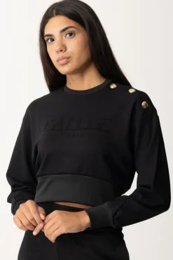 Gaëlle Paris Felpa con Logo e Bottoni GoldNERO
