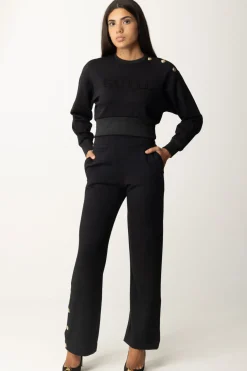 Gaëlle Paris Felpa con Logo e Bottoni GoldNERO