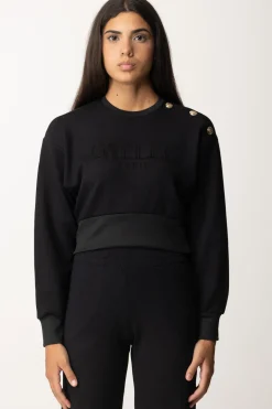 Gaëlle Paris Felpa con Logo e Bottoni GoldNERO