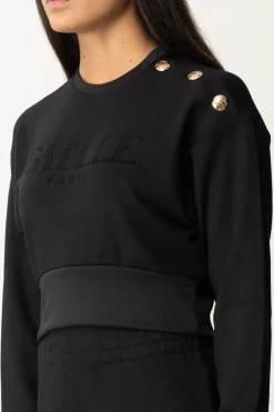 Gaëlle Paris Felpa con Logo e Bottoni GoldNERO