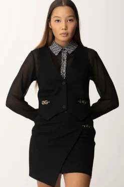 Gaëlle Paris Gilet con Logo GoldNERO
