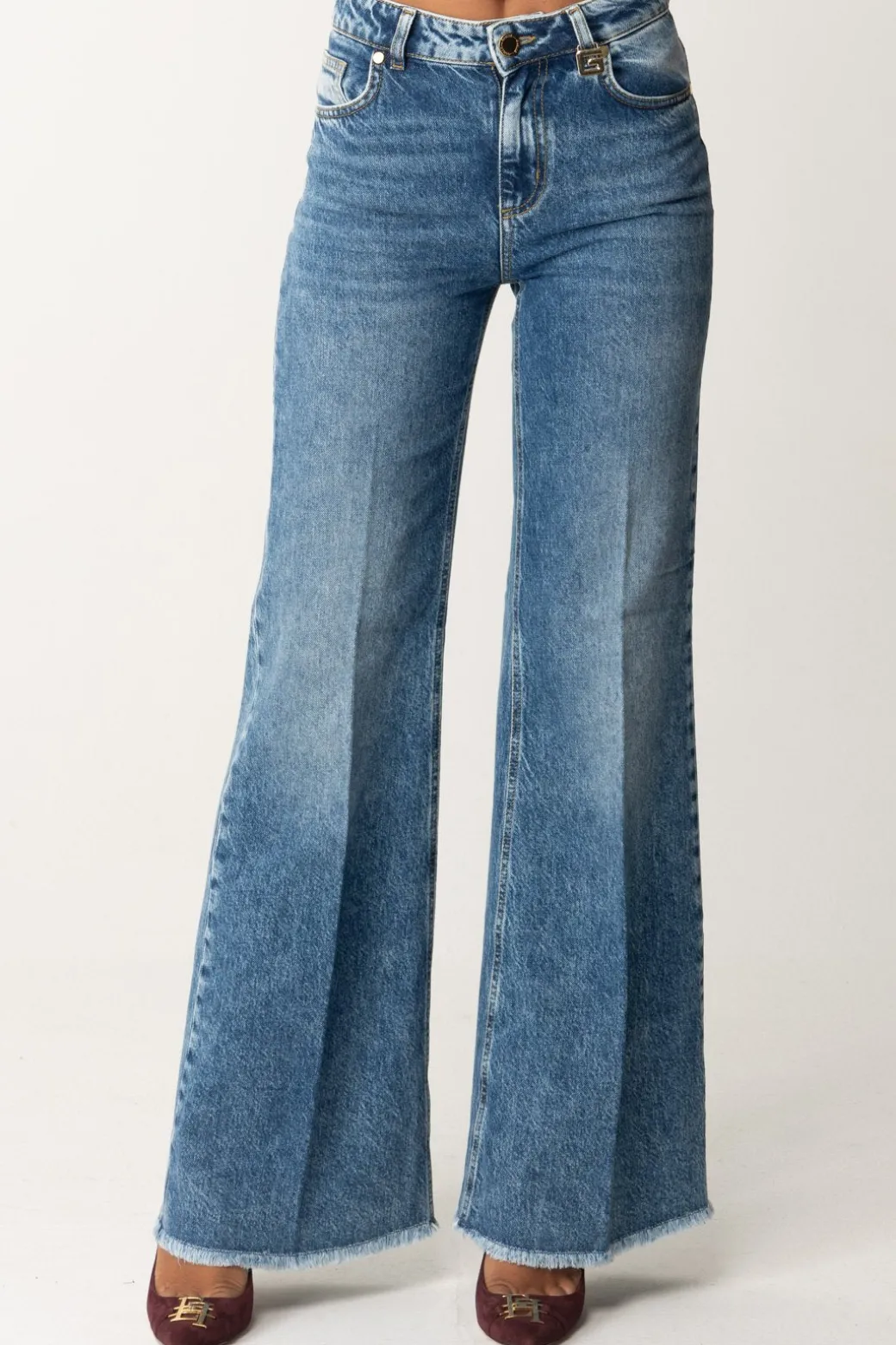 Gaëlle Paris Jeans a Zampa con Effetto VintageBLU