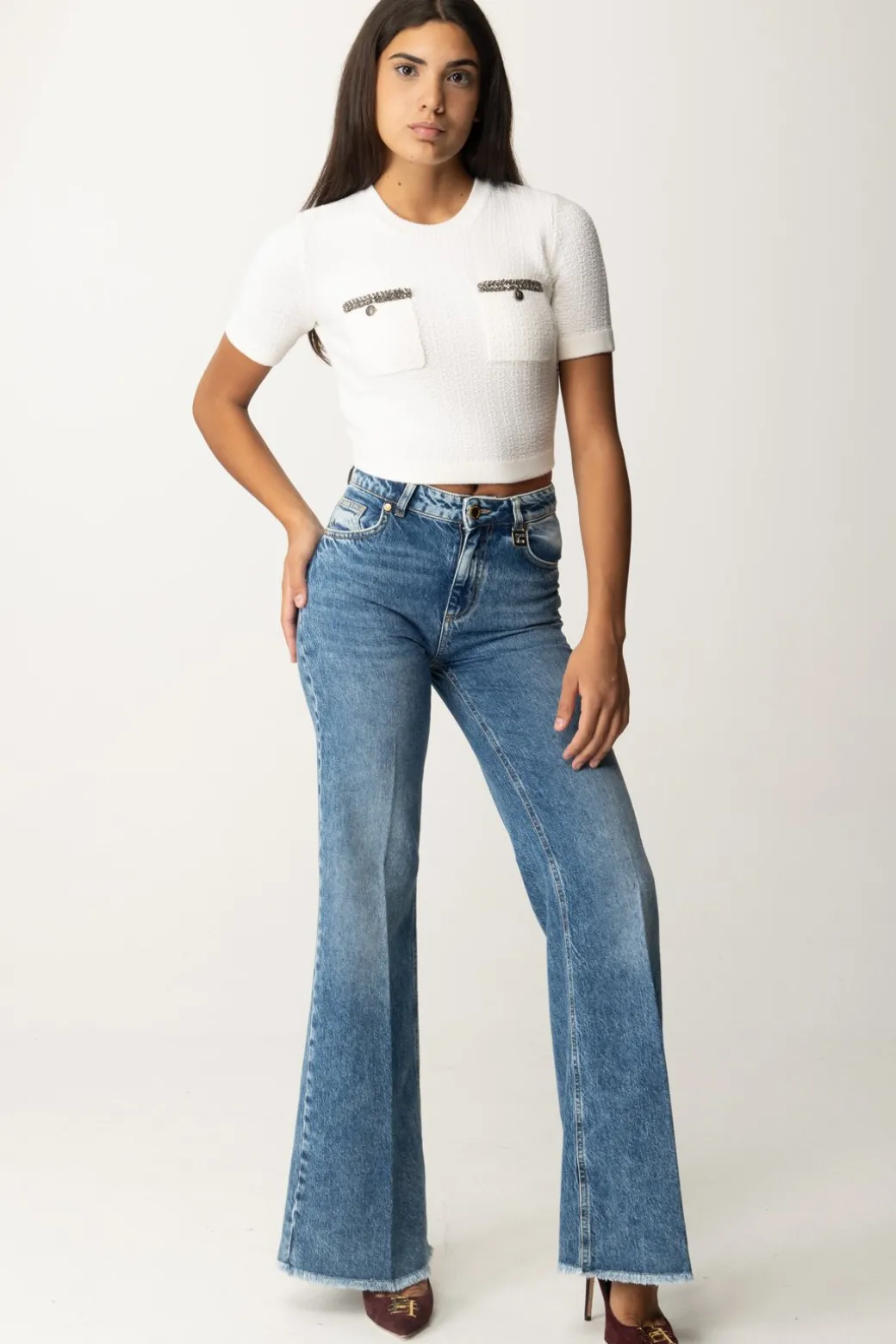 Gaëlle Paris Jeans a Zampa con Effetto VintageBLU