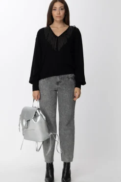 Gaëlle Paris Jeans Paperbag con CinturaNERO