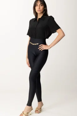 Gaëlle Paris Leggings con Catenina LogataNERO