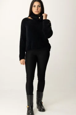 Gaëlle Paris Maglia con Colletto Alto e BottoniNERO