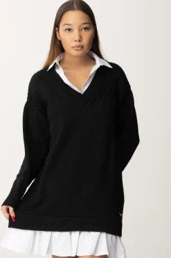 Gaëlle Paris Maxi Maglione con CamiciaNERO BIANCO