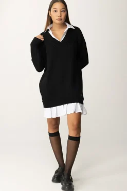 Gaëlle Paris Maxi Maglione con CamiciaNERO BIANCO